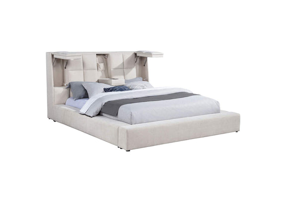 315948CRMQ Dreux Upholstered Queen Panel Platform Bed Cream