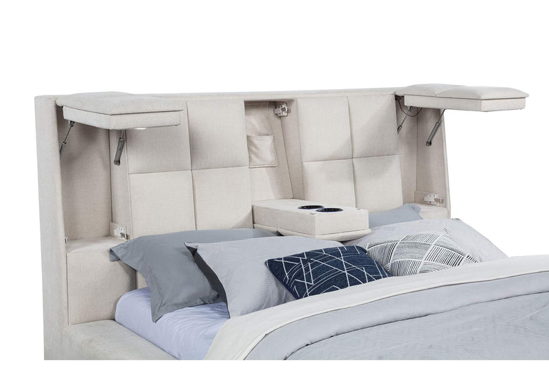 315948CRMQ Dreux Upholstered Queen Panel Platform Bed Cream