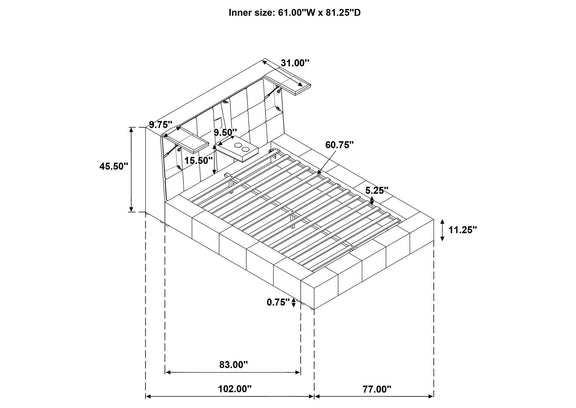 315948CRMQ Dreux Upholstered Queen Panel Platform Bed Cream