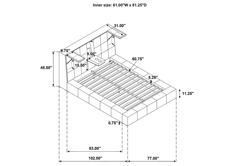 315948CRMQ Dreux Upholstered Queen Panel Platform Bed Cream
