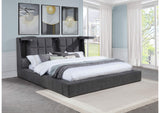 315948GRYKW Dreux Upholstered California King Panel Platform Bed Grey