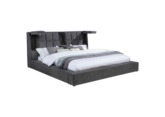 315948GRYKW Dreux Upholstered California King Panel Platform Bed Grey