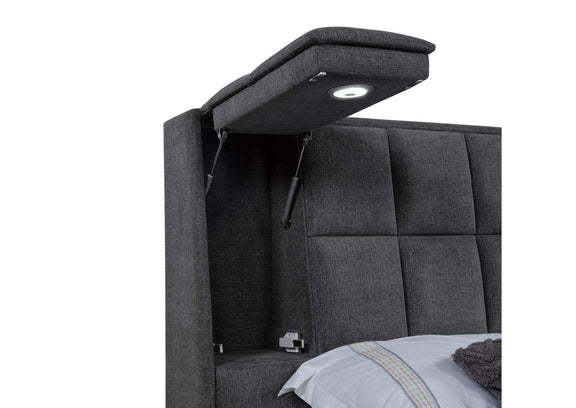 315948GRYKW Dreux Upholstered California King Panel Platform Bed Grey