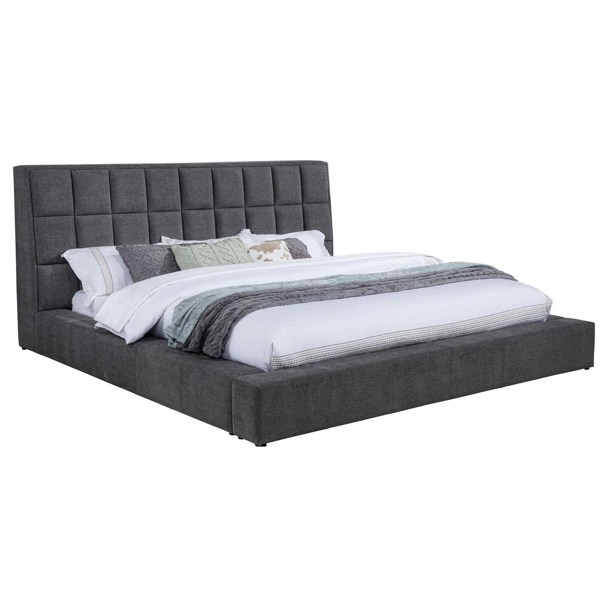315948GRYQ Dreux Upholstered Queen Panel Platform Bed Grey