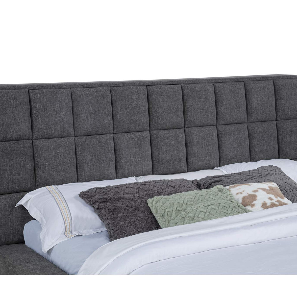 315948GRYQ Dreux Upholstered Queen Panel Platform Bed Grey