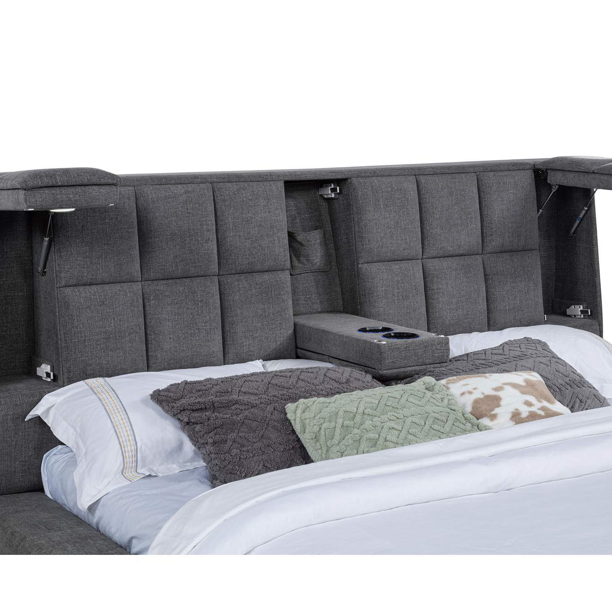 315948GRYQ Dreux Upholstered Queen Panel Platform Bed Grey