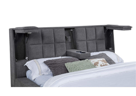 315948GRYQ Dreux Upholstered Queen Panel Platform Bed Grey