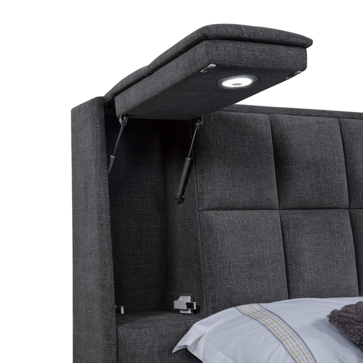 315948GRYQ Dreux Upholstered Queen Panel Platform Bed Grey