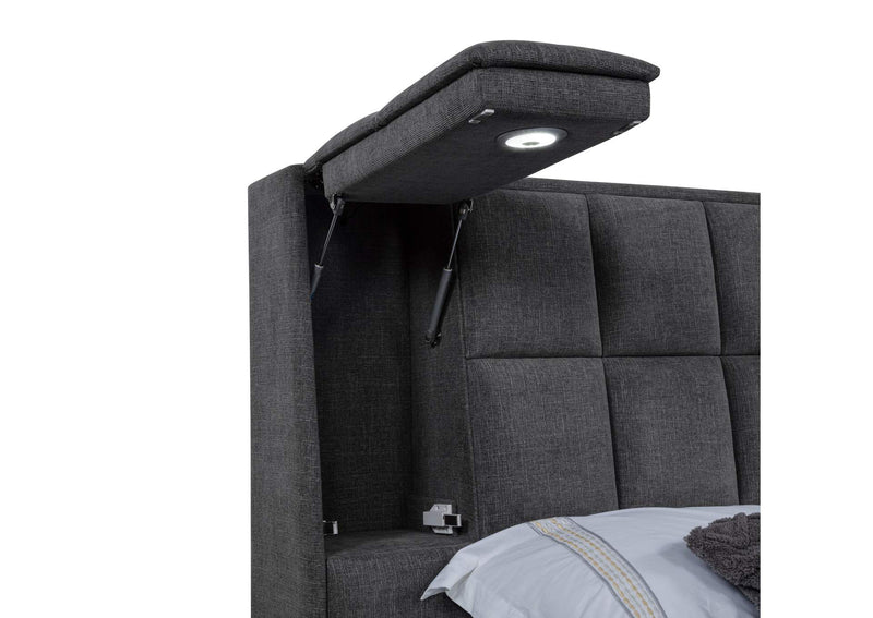 315948GRYQ Dreux Upholstered Queen Panel Platform Bed Grey