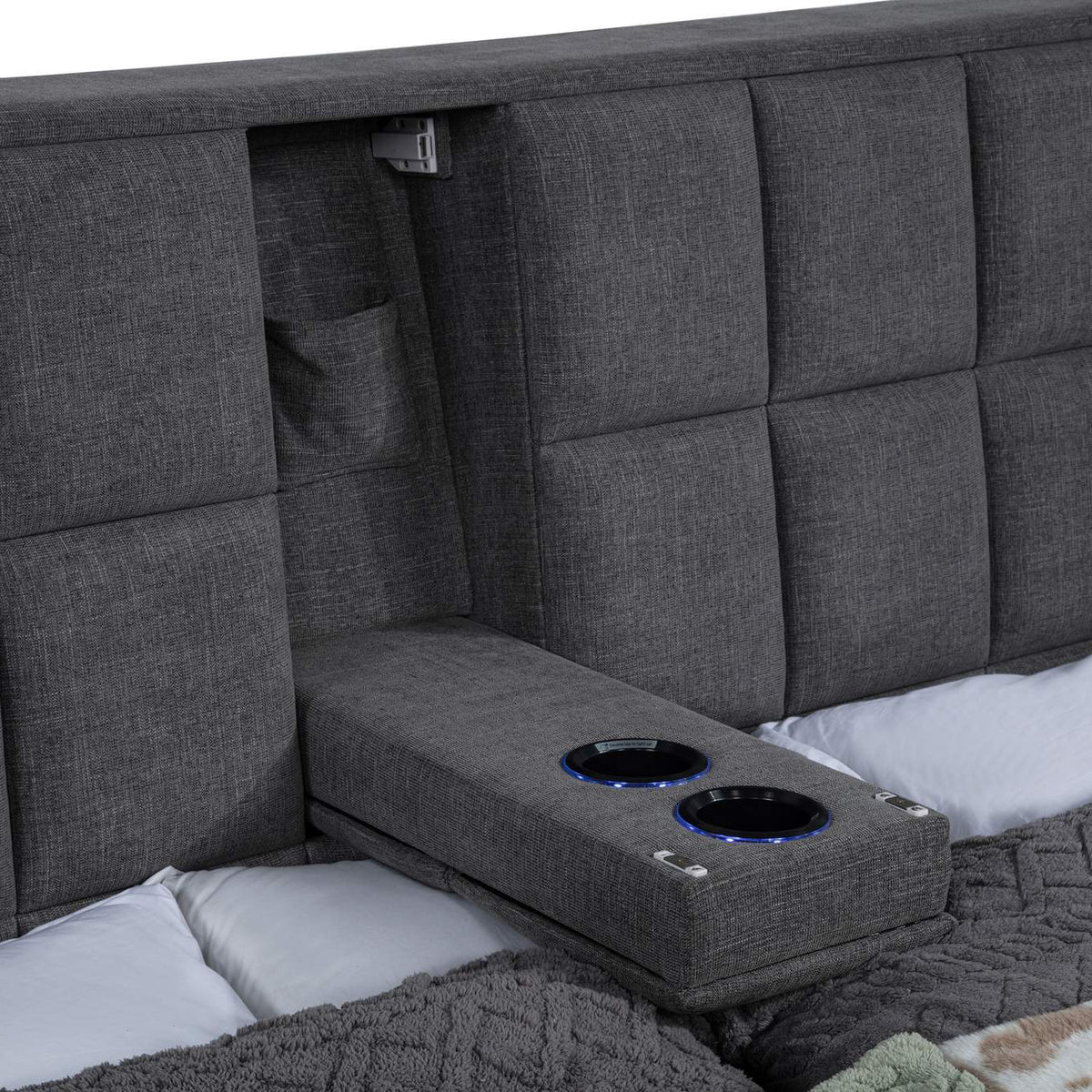 315948GRYQ Dreux Upholstered Queen Panel Platform Bed Grey