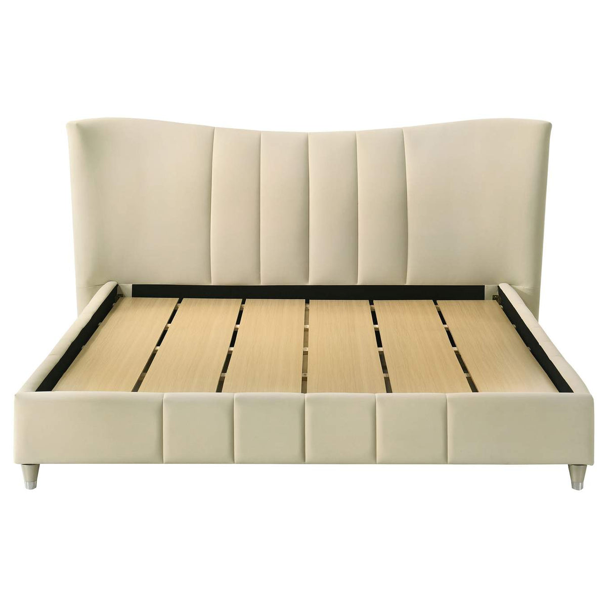 315956KE Evelyn Upholstered Eastern King Panel Platform Bed Ivory