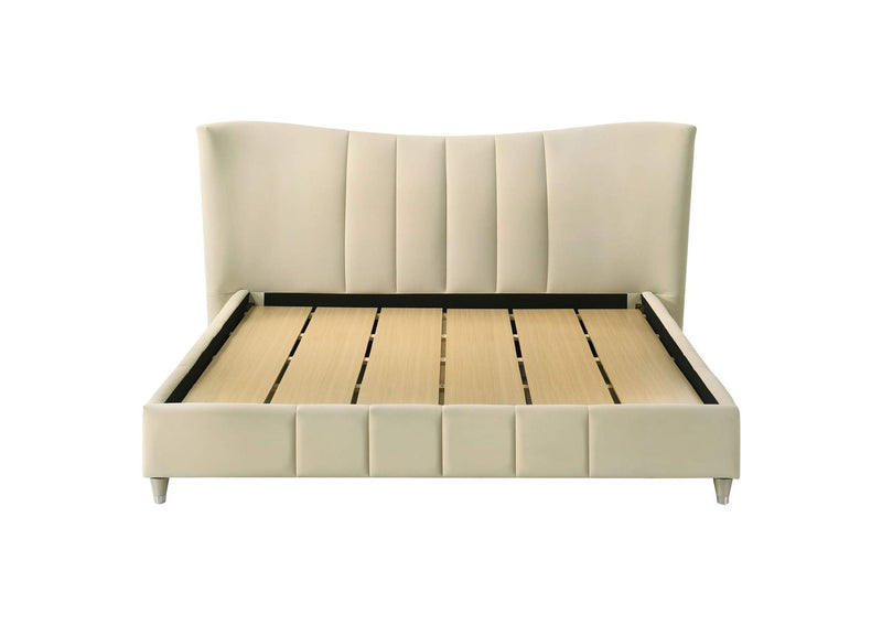 315956KE Evelyn Upholstered Eastern King Panel Platform Bed Ivory