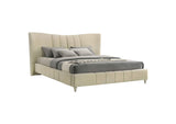 315956KE Evelyn Upholstered Eastern King Panel Platform Bed Ivory