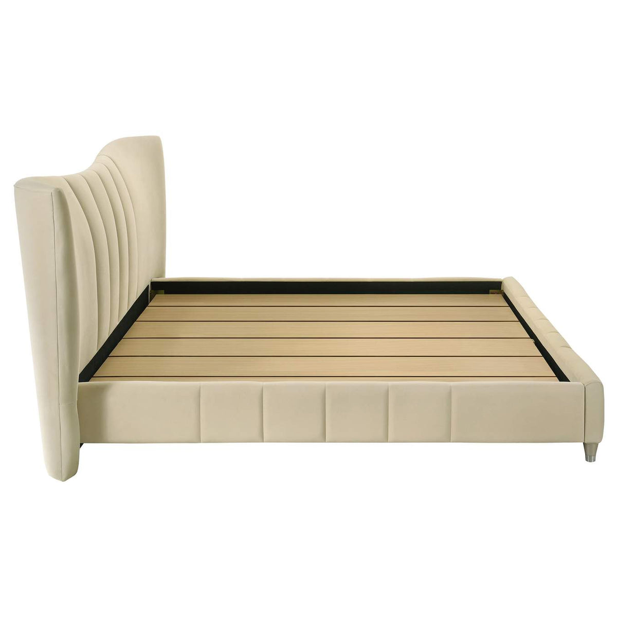 315956KE Evelyn Upholstered Eastern King Panel Platform Bed Ivory