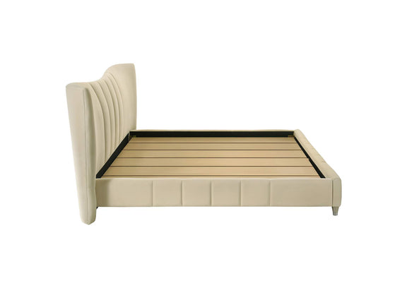 315956KE Evelyn Upholstered Eastern King Panel Platform Bed Ivory