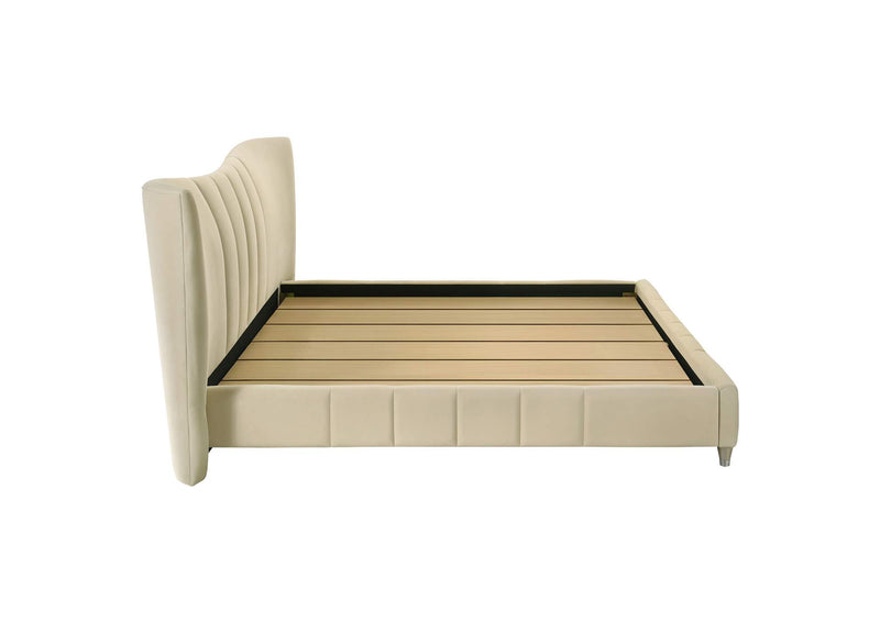 315956KE Evelyn Upholstered Eastern King Panel Platform Bed Ivory