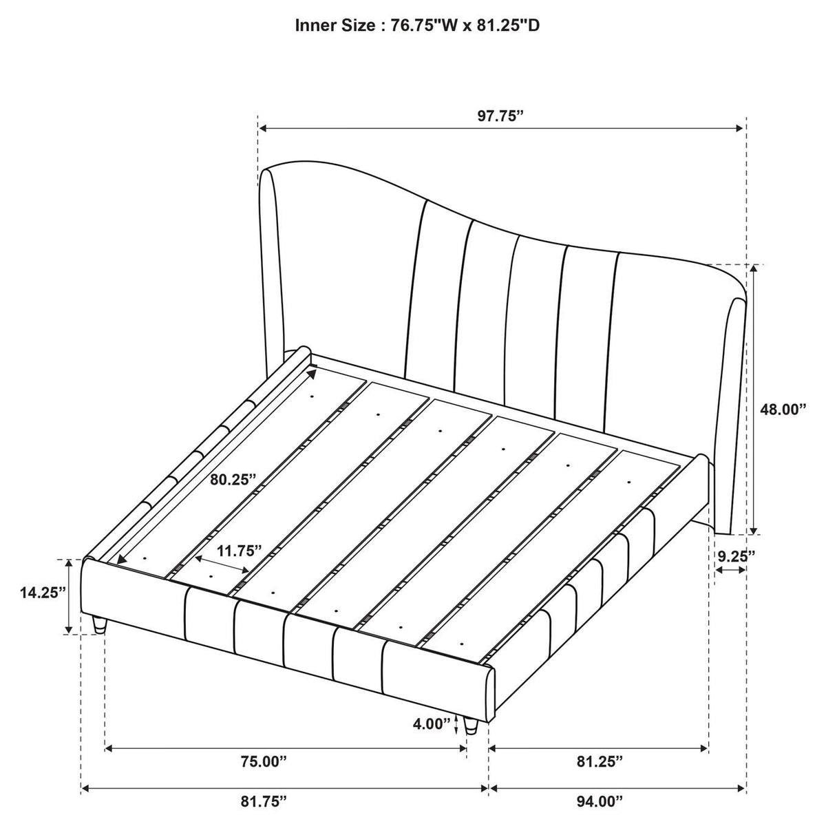315956KE Evelyn Upholstered Eastern King Panel Platform Bed Ivory