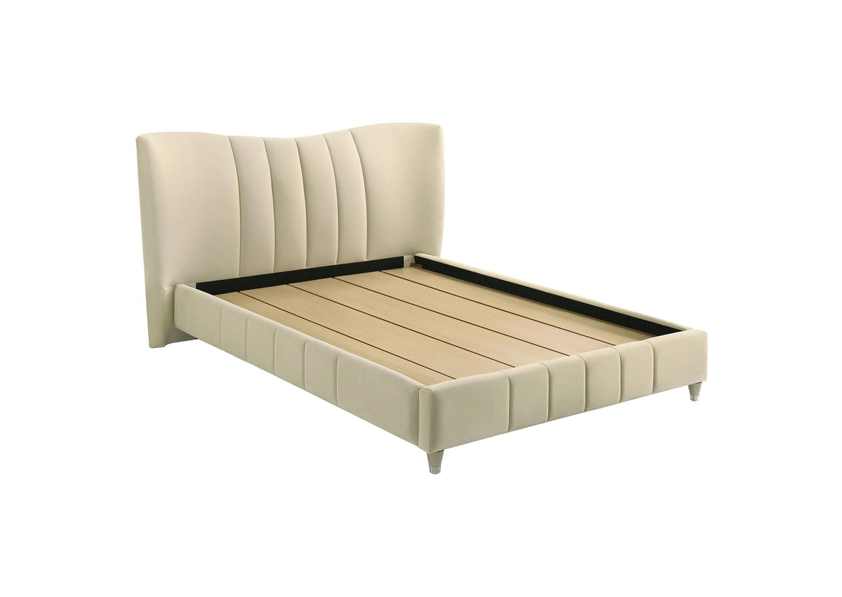 315956Q Evelyn Upholstered Queen Panel Platform Bed Ivory