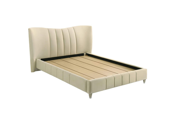 315956Q Evelyn Upholstered Queen Panel Platform Bed Ivory