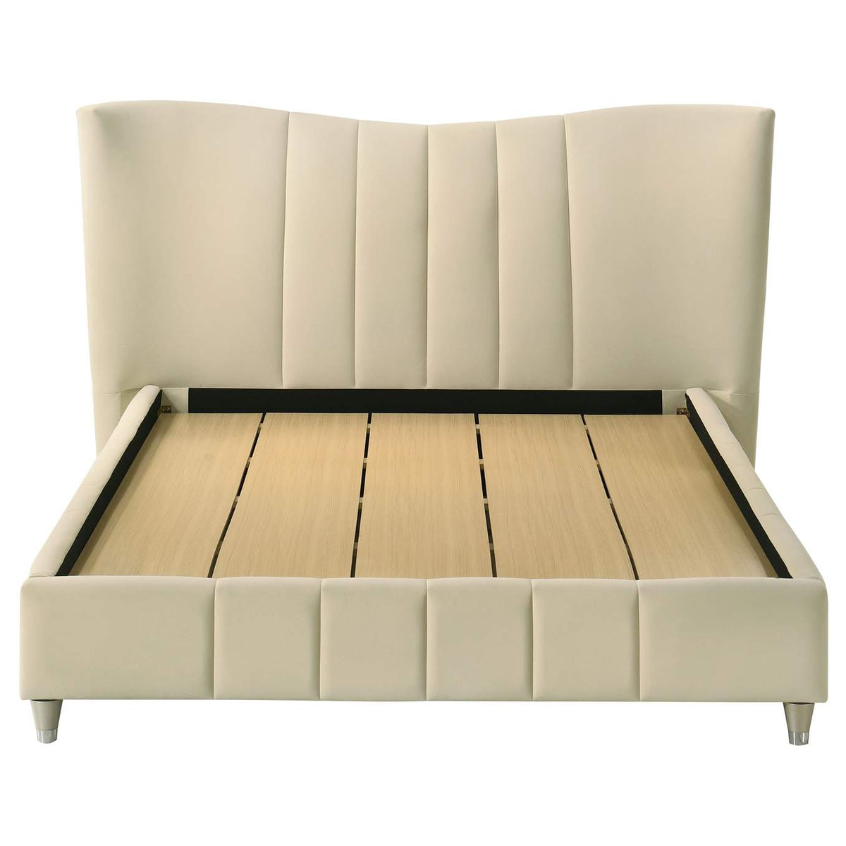 315956Q Evelyn Upholstered Queen Panel Platform Bed Ivory