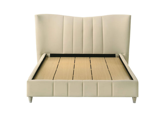 315956Q Evelyn Upholstered Queen Panel Platform Bed Ivory