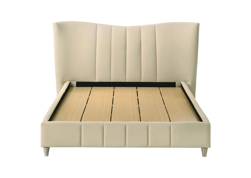315956Q Evelyn Upholstered Queen Panel Platform Bed Ivory