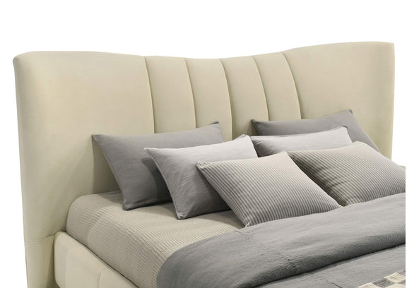 315956Q Evelyn Upholstered Queen Panel Platform Bed Ivory