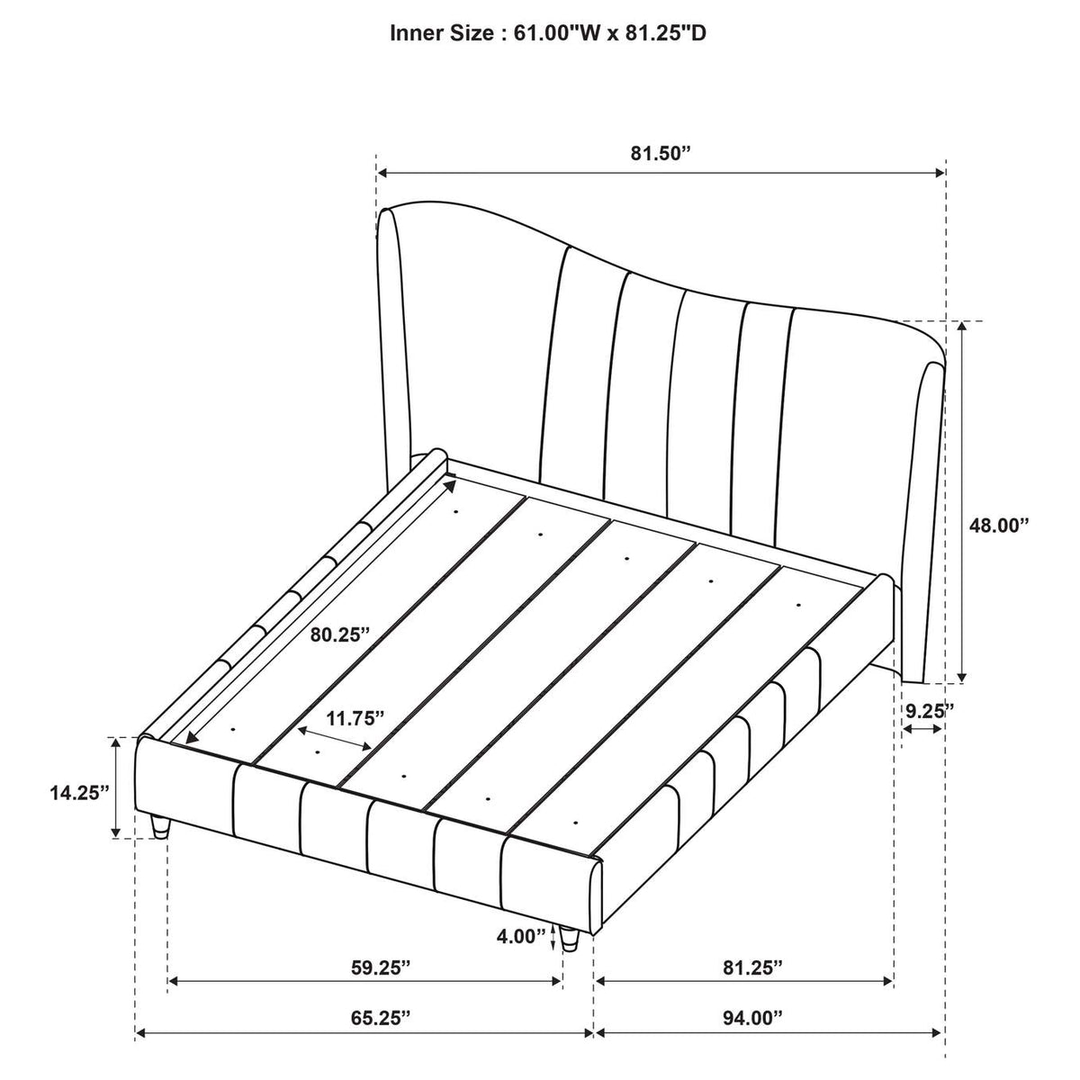 315956Q Evelyn Upholstered Queen Panel Platform Bed Ivory