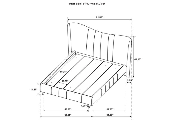 315956Q Evelyn Upholstered Queen Panel Platform Bed Ivory