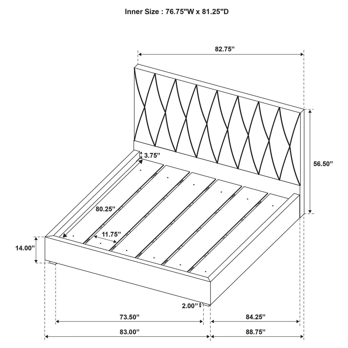 315975KE Delsea Upholstered Eastern King Platform Bed Light Brown