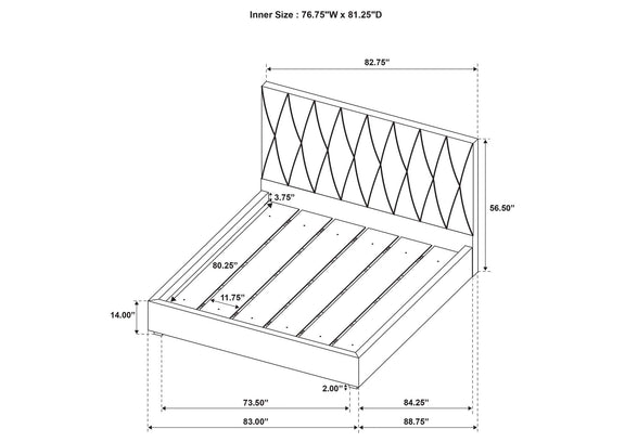 315975KE Delsea Upholstered Eastern King Platform Bed Light Brown