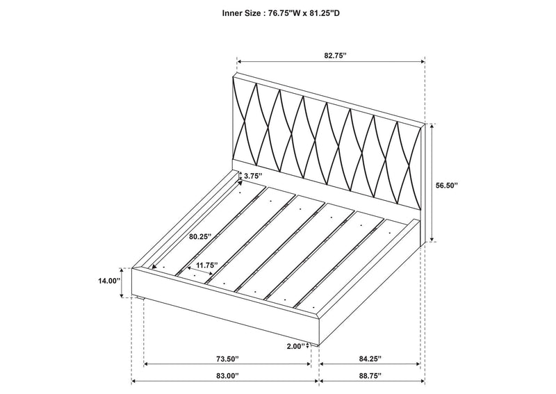315975KE Delsea Upholstered Eastern King Platform Bed Light Brown