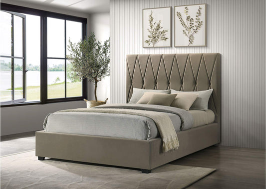 315975Q Delsea Upholstered Queen Panel Platform Bed Light Brown