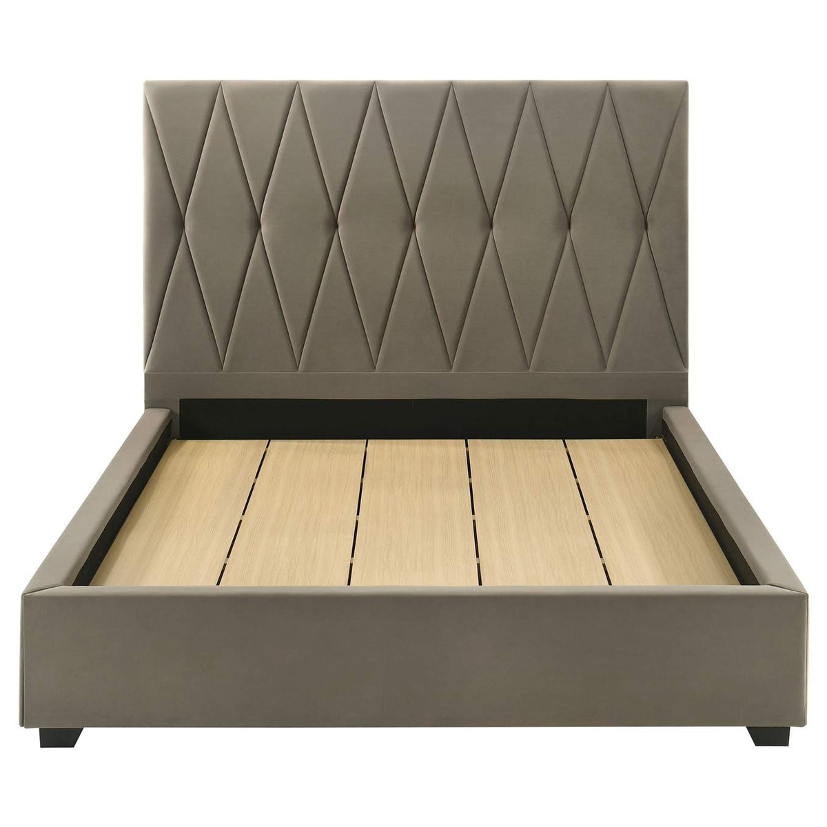 315975Q Delsea Upholstered Queen Panel Platform Bed Light Brown