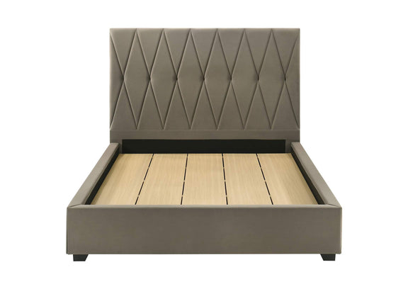 315975Q Delsea Upholstered Queen Panel Platform Bed Light Brown