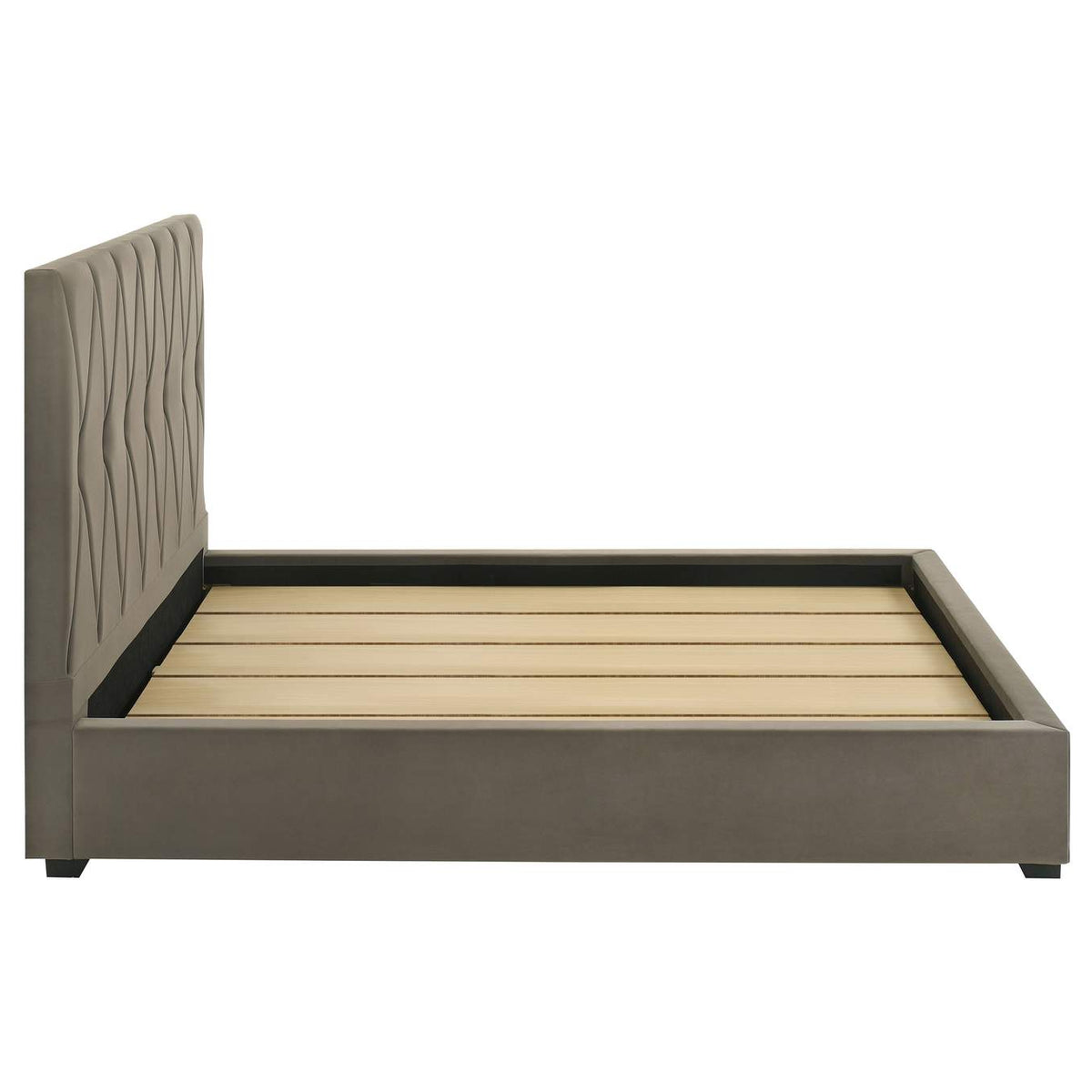 315975Q Delsea Upholstered Queen Panel Platform Bed Light Brown