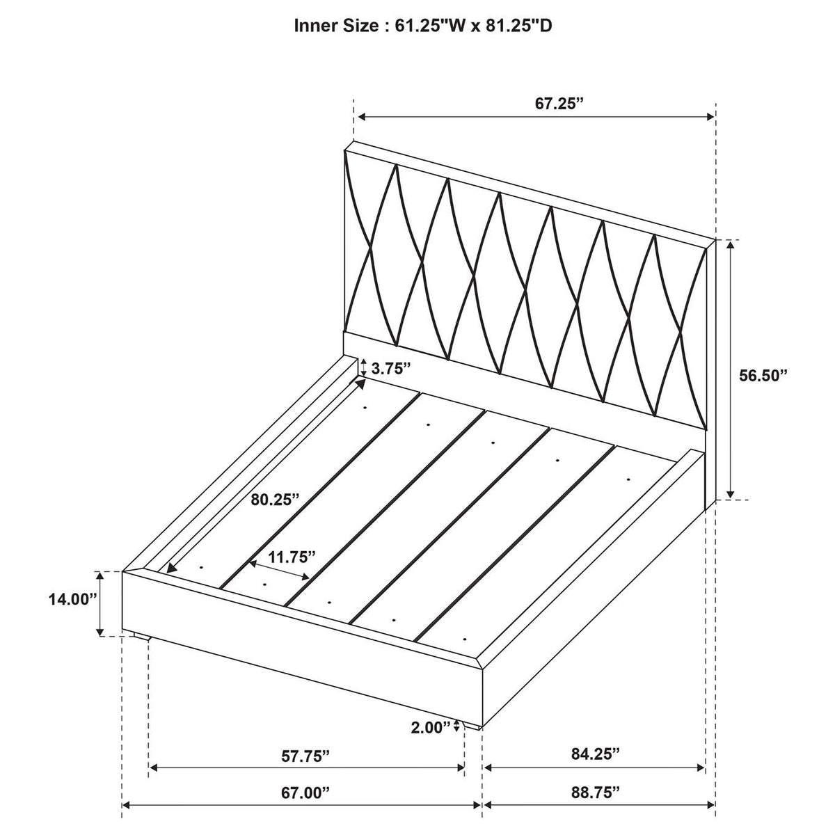315975Q Delsea Upholstered Queen Panel Platform Bed Light Brown