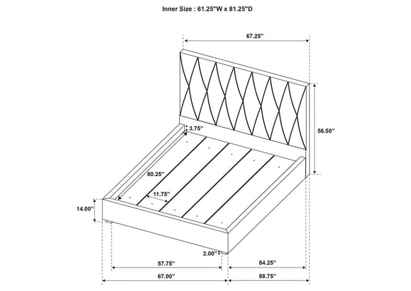315975Q Delsea Upholstered Queen Panel Platform Bed Light Brown