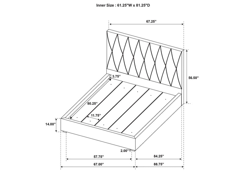 315975Q Delsea Upholstered Queen Panel Platform Bed Light Brown