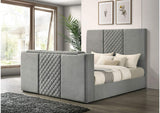 315994KE Tara 61-inch Upholstered Eastern King Panel TV Bed Grey