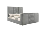 315994KE Tara 61-inch Upholstered Eastern King Panel TV Bed Grey