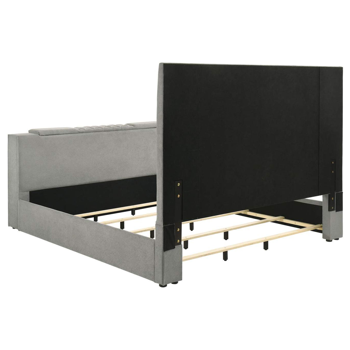 315994KE Tara 61-inch Upholstered Eastern King Panel TV Bed Grey