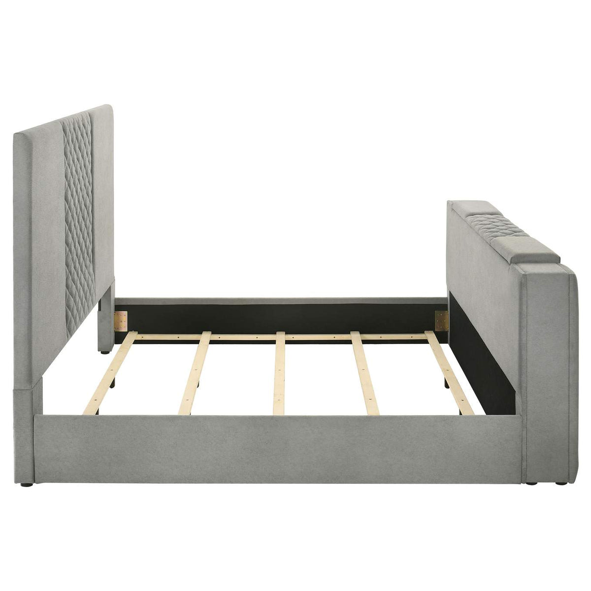315994KE Tara 61-inch Upholstered Eastern King Panel TV Bed Grey