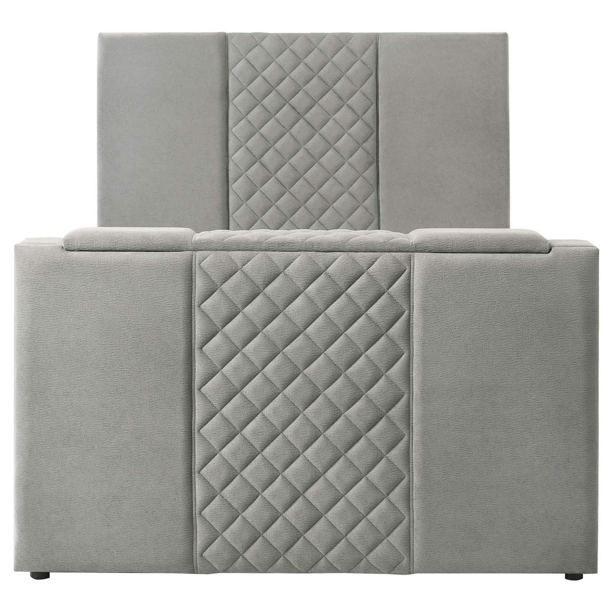 315994Q Tara 61-inch Upholstered Queen Panel TV Bed Grey