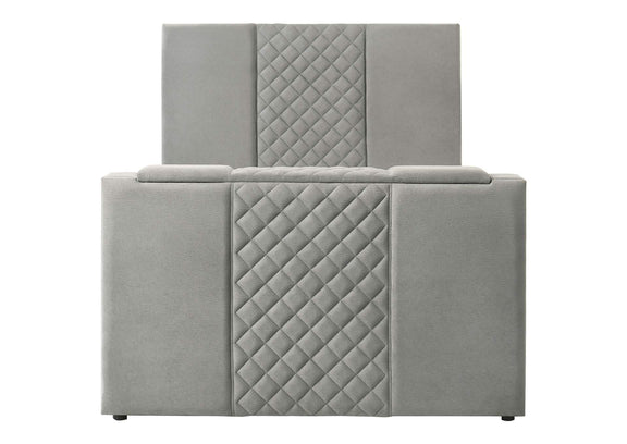 315994Q Tara 61-inch Upholstered Queen Panel TV Bed Grey