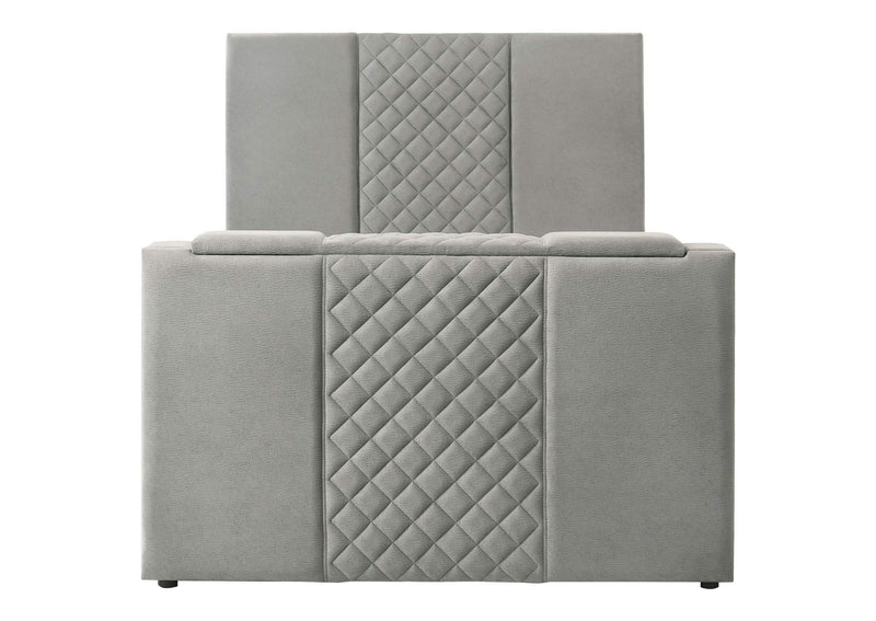 315994Q Tara 61-inch Upholstered Queen Panel TV Bed Grey