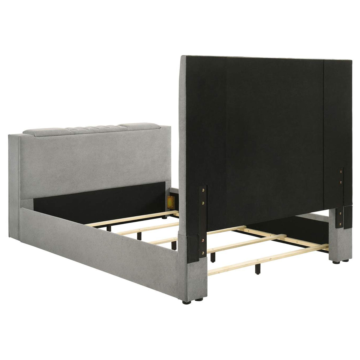 315994Q Tara 61-inch Upholstered Queen Panel TV Bed Grey