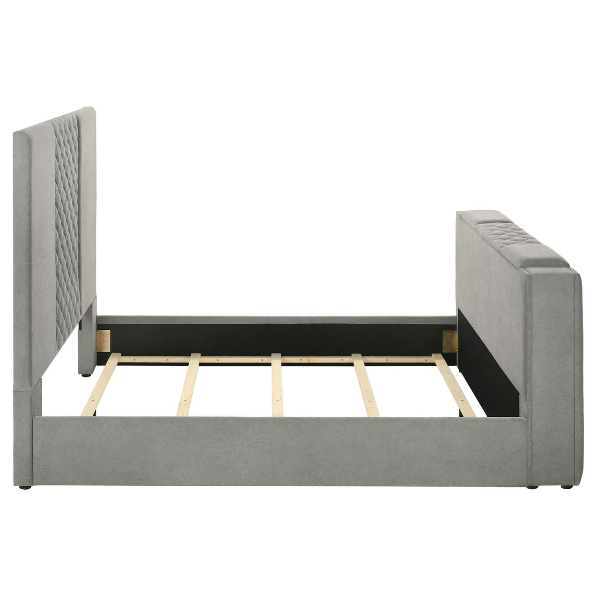 315994Q Tara 61-inch Upholstered Queen Panel TV Bed Grey