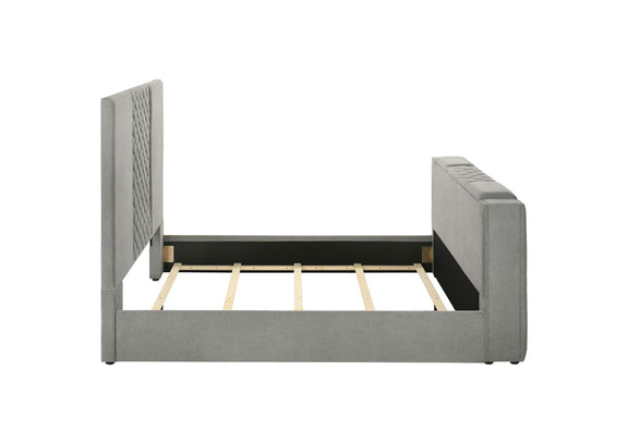 315994Q Tara 61-inch Upholstered Queen Panel TV Bed Grey