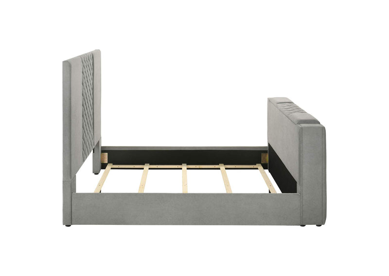 315994Q Tara 61-inch Upholstered Queen Panel TV Bed Grey